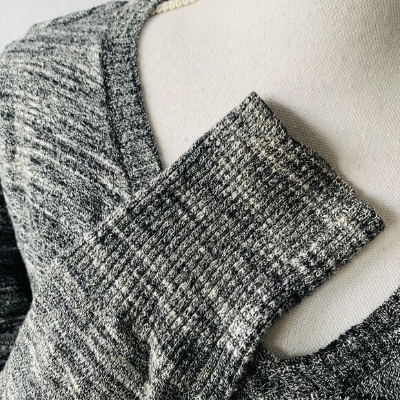 LOGO by Lori Goldstein Melange Cotton Cashmere Sweater V Neck Long Sleeve Grey S - Picture 6 of 10